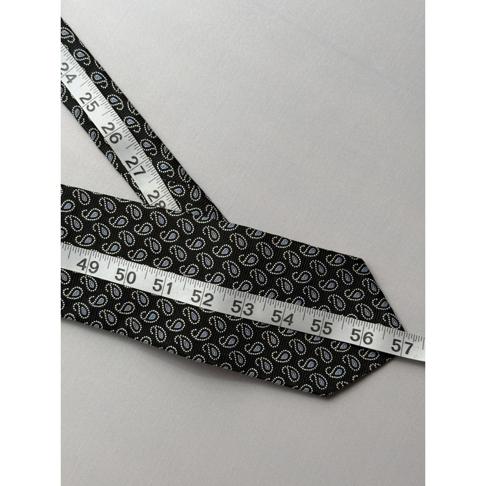 Brooks Brothers 100% Silk Tie Black W/ White Blue Paisley 57 X 3.5" - Picture 2 of 7